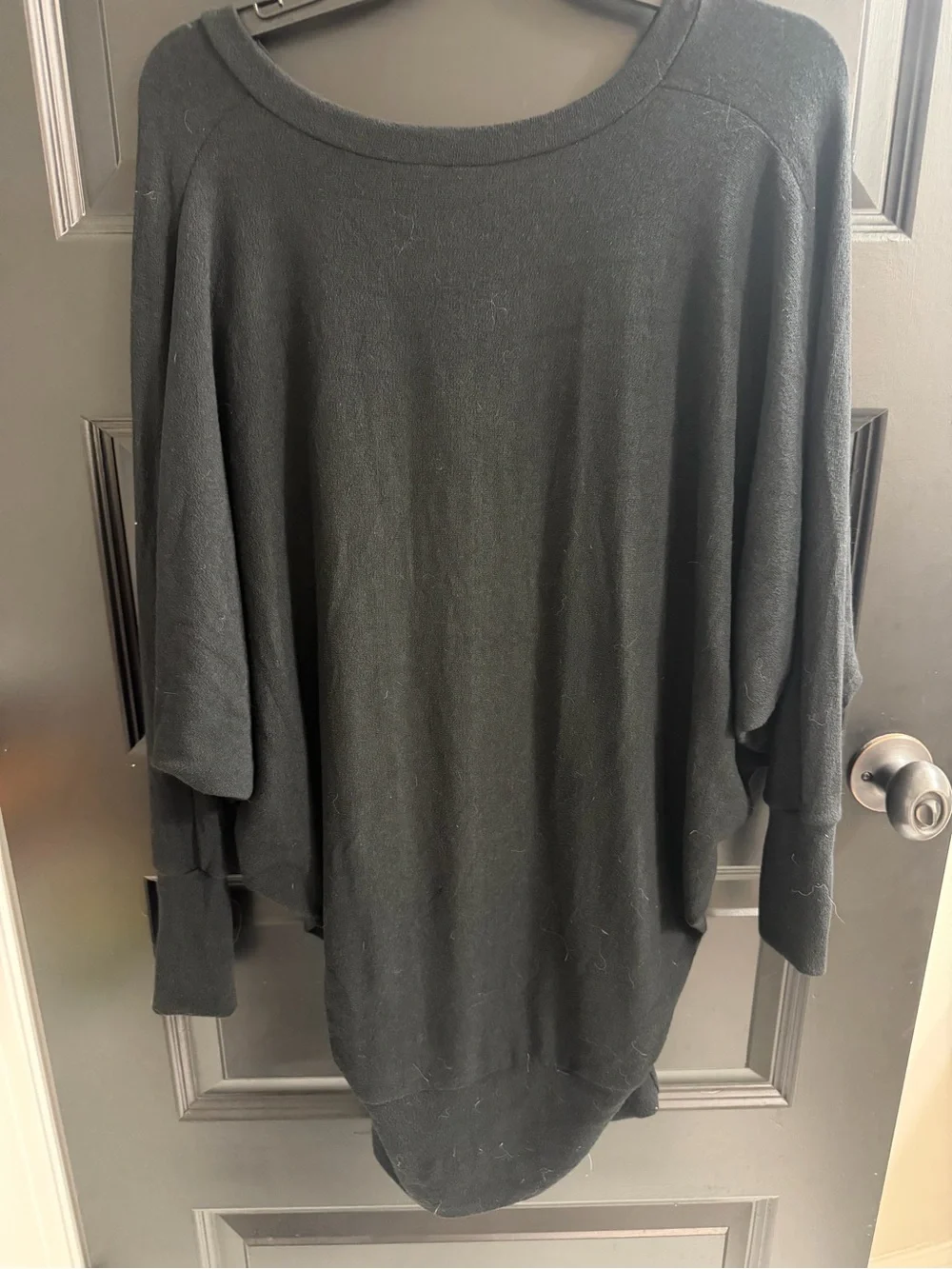 GO Couture Black Layered Dolman Sleeve Hi-Low Tunic Top Small Made USA